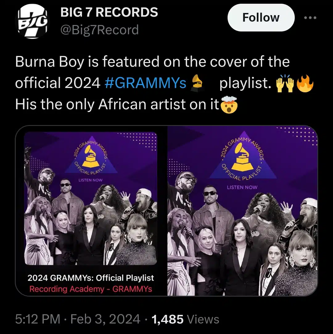 Burna Boy 2024 Grammy
