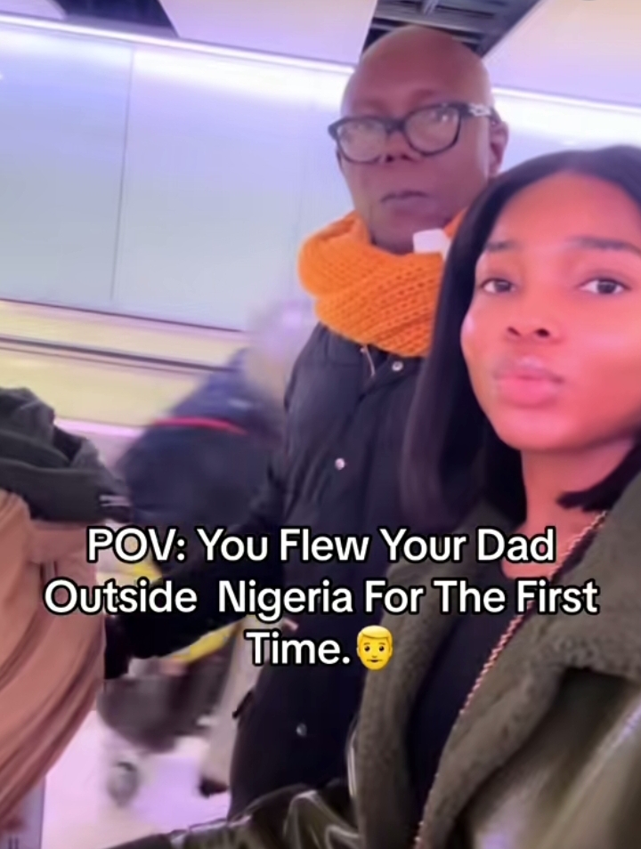 Lady excited as she flies dad to UK for the first time