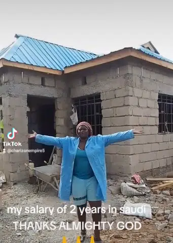 Lady returns home to build house after saving her salary for 2 years, video trends