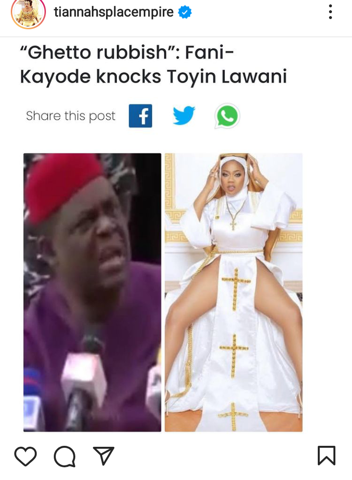 Toyin Lawani slams Fani-Kayode