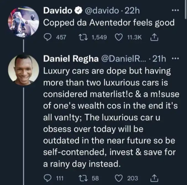 Daniel Regha criticize Davido