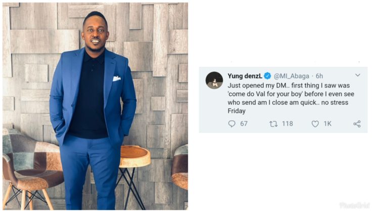 What MI Abaga did to a fan who slide into his DM to ask for money