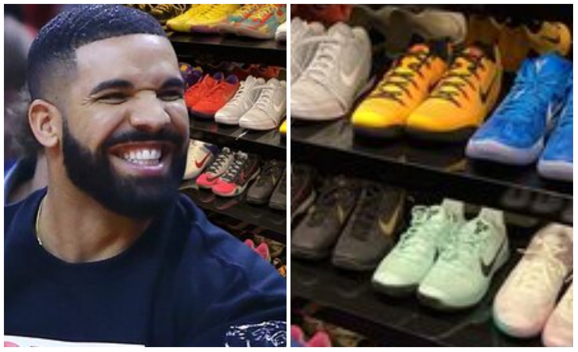 Drake shows off his shoe collection as he selfisolate