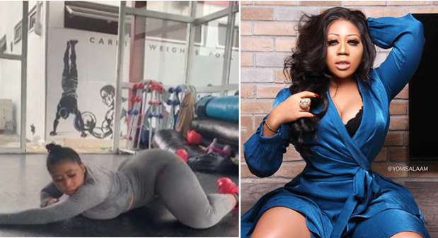 Nollywood actress, Moyo Lawal twerks heavily in new gym Video