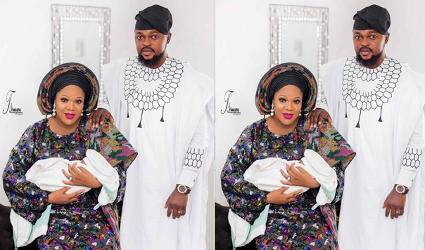 Toyin Abraham shares first family photo with her husband and son