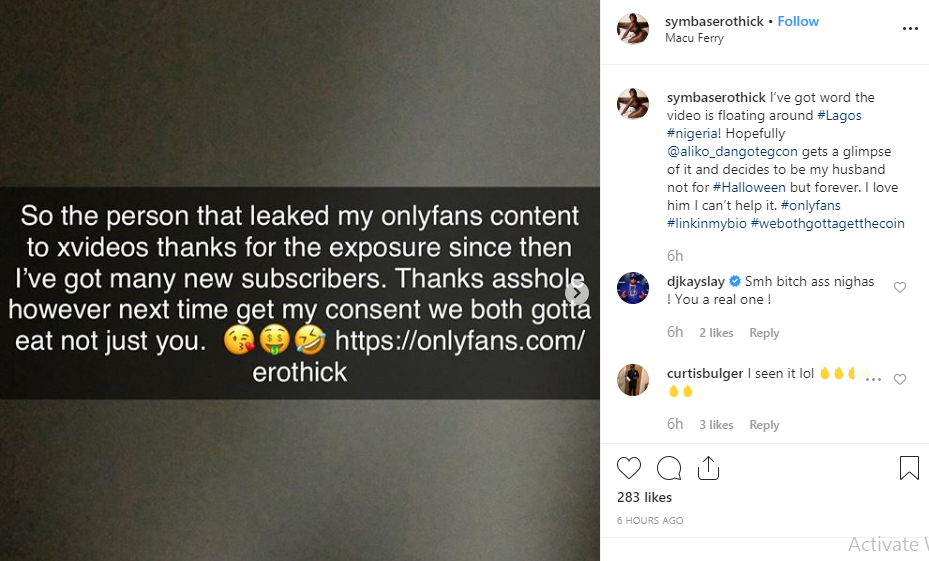 Symbas Erothick reacts to her leaked video shared on porn site.