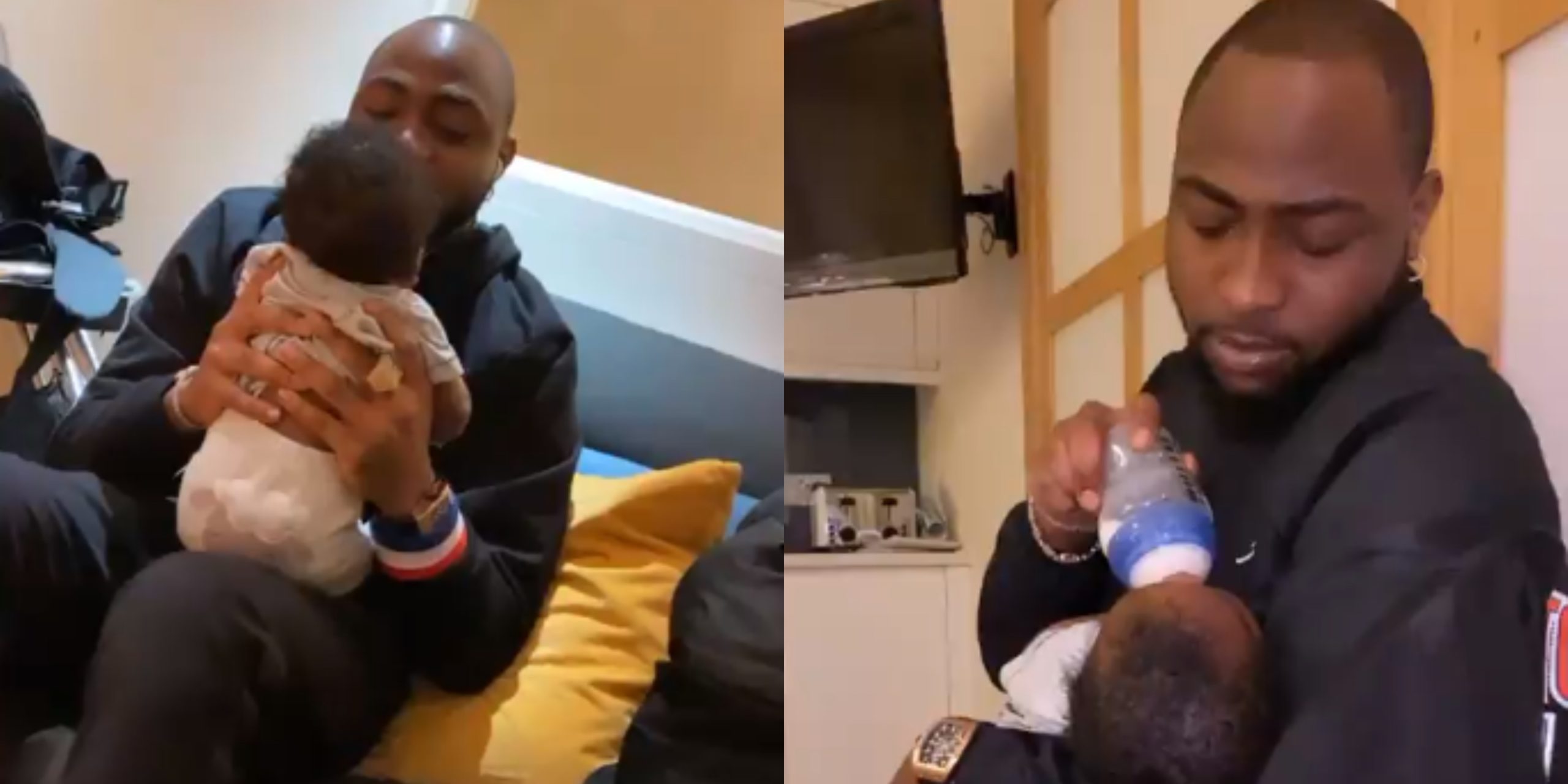 Adorable video of Davido feeding his son, Ifeanyi Adeleke