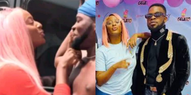 Moment DJ Cuppy told Broda Shaggi to stop talking and kissed him (Video)