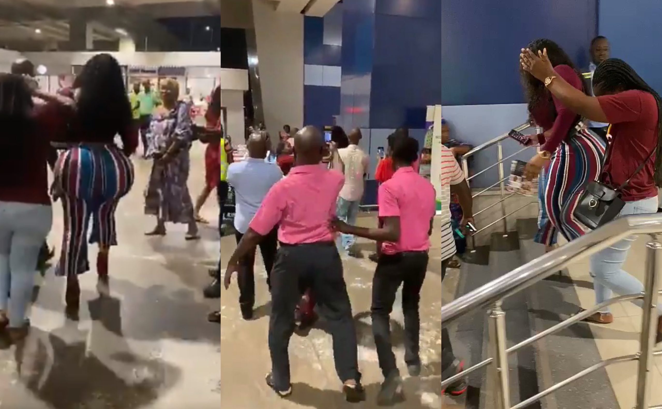Lady with gigantic backside causes commotion at the airport (Video)