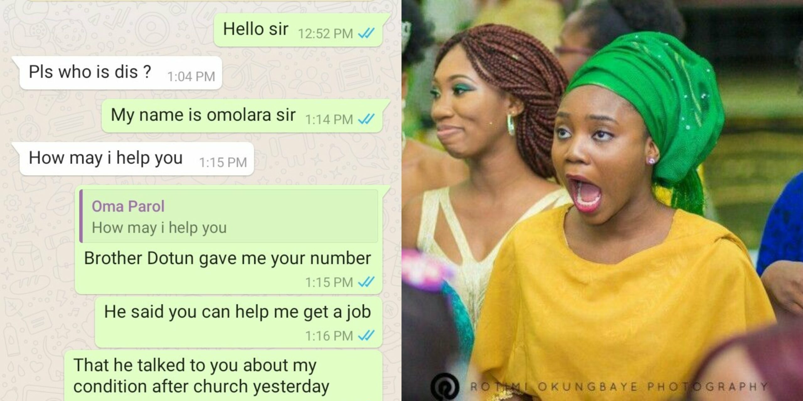 I love your big buttock - Church elder compliments church girl begging him for a job (Leaked WhatsApp chat)