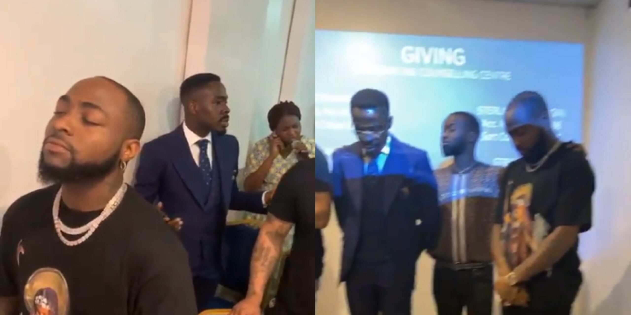 Davido's sister, Sharon drags him to church - Watch the moment pastor called him out for special prayers (Video)
