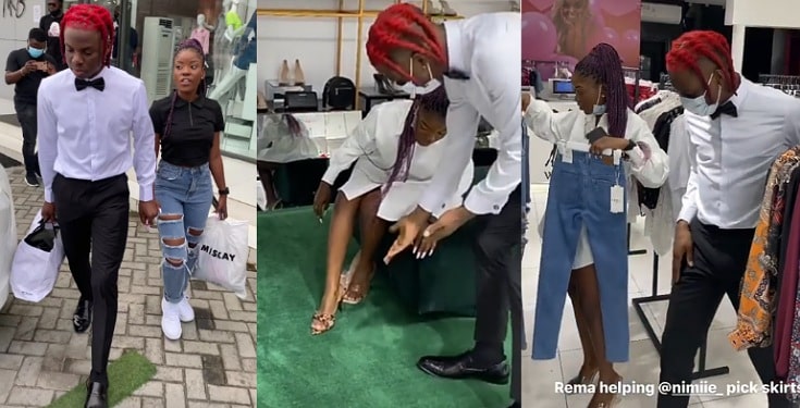 “Pick anything you want” – Rema says as he takes ‘random’ female fan on a shopping spree (Video)