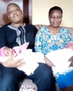 Nigerian couple miraculously welcomes a set of twins three weeks apart after 18 years of marriage (Video)