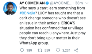‘Erica’s situation has confirmed that your village people can reach you anywhere’– AY Makun