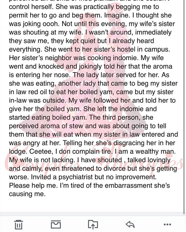 Man Cries Out Over Wifes Bad Habit Of Begging Strangers For Food