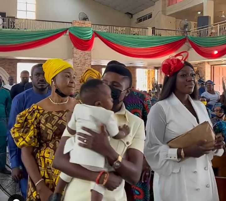 MC Edo Pikin and family storms church with big Ram, gifts for Thanksgiving